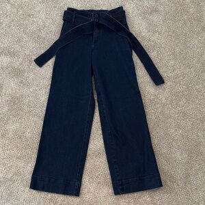 a new day Women's Dark Blue Flare Jeans with tie belt
